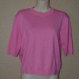 Sz XS S CRUSH. Pink Cotton Cashmere Blend Short Sleeve Sweater Top
